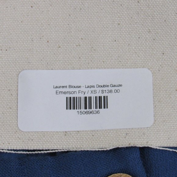 Emerson Fry India Collection LAURENT BLOUSE - LAPIS ORGANIC Blue XS NWT - Picture 7 of 9